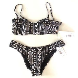 $90 New ROXY Ruffle Bandeau Base Girl Bikini M/L